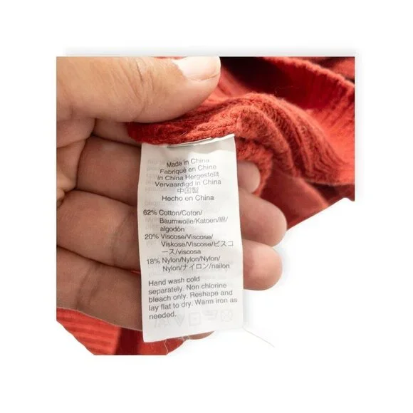 Madewell Orange Ribbed Sweater With Patch Pockets SZ S - Picture 4 of 7